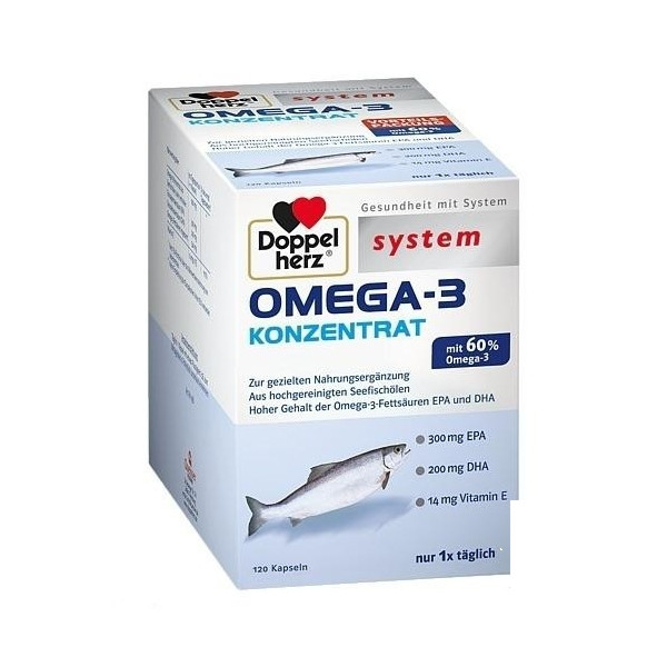 Doppelherz 双心系列 Omega-3浓缩鱼油胶囊 120粒 PZN:07625016,第1张 Doppelherz 双心系列 Omega-3浓缩鱼油胶囊 120粒 PZN:07625016,德国代购,第1张
