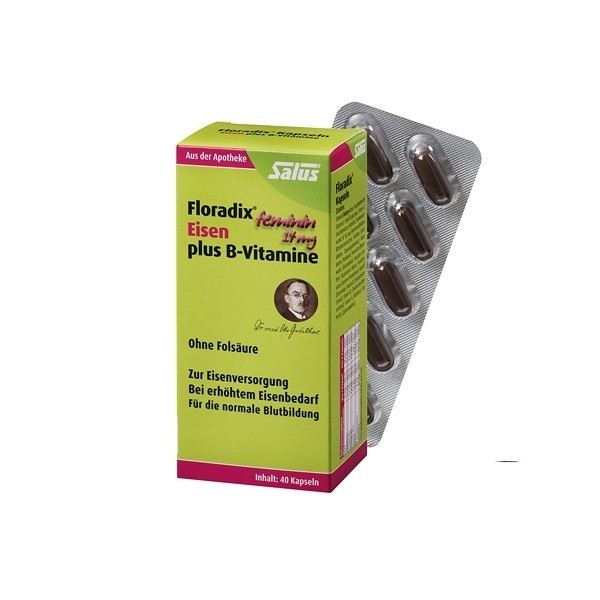 Salus 莎露斯 Floradix铁元维生素B胶囊 40粒 PZN:07764261,德国代购,第1张