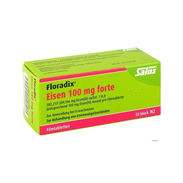  德国Salus莎露斯Floradix 铁元100毫克高含量有机铁元素胶囊 50 stk PZN:07798308